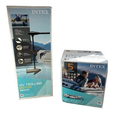 Intex Excursion 5 Inflatable Fishing Boat Set with Mount Trolling Motor