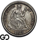 1873 Seated Liberty Dime XF, Silver 10C
