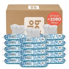 Hello Bello Extra Gentle Unscented Baby Wipes, Plant 60 Count Pack of 18 