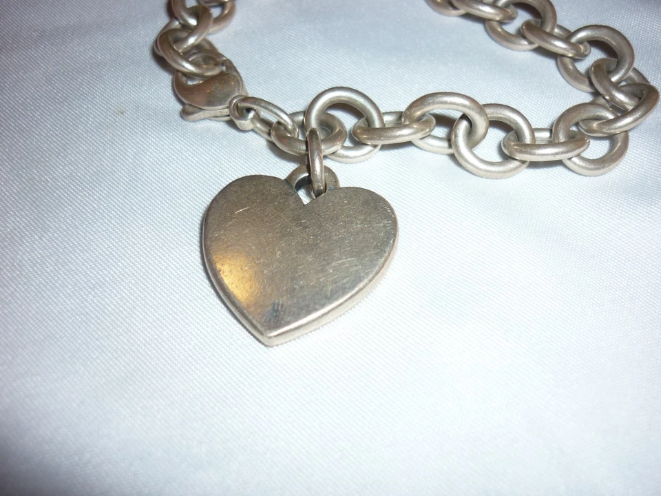 RETIRED James Avery Sterling Silver Classic Cable Bracelet Heart Charm 7" 36g - Image 4 of 4