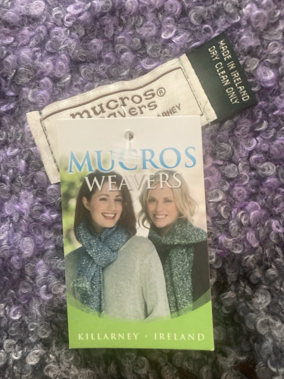 Mucros Weavers - Irish Handwoven Scarf - Mohair Blend - Lilac (Lavender) w/Gray