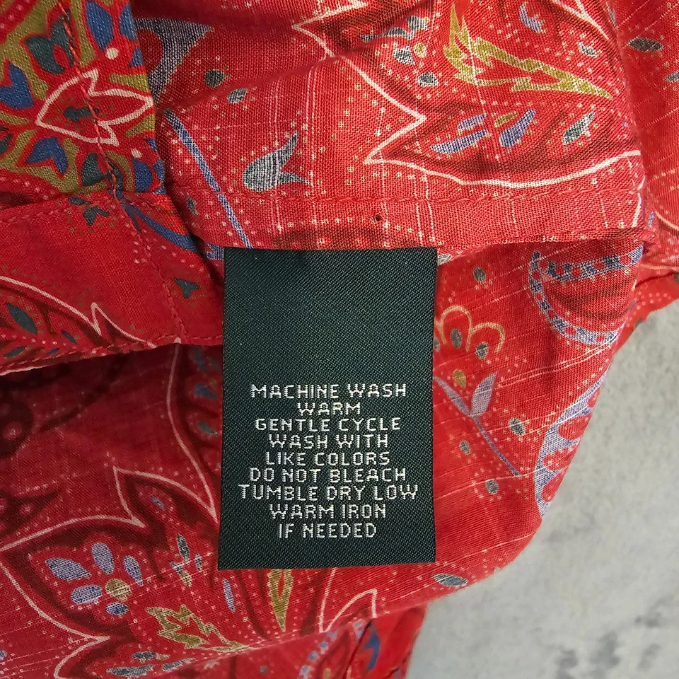 Ralph Lauren Jeans Co Paisley Volantes Top Para Mujer 3X Rojo Abotonado Western Boho Foto 4 de 4