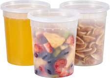 32Oz Plastic Deli Containers, 24 Sets - Leakproof, Stackable, BPA Free, Micro...
