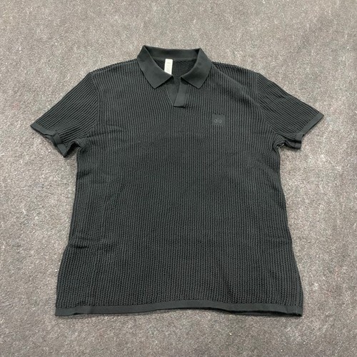 ALO YOGA Open-Knit Polo Shirt Men's Size M Black M1229R