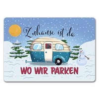Zuhause Ist Da, Wo Wir Parken Winter FußMatte In 35X50 Cm Ohne Rand Mit