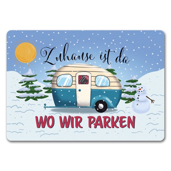 Zuhause Ist Da, Wo Wir Parken Winter FußMatte In 35X50 Cm Ohne Rand Mit-image
