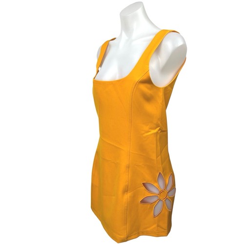 NEW Rumored Yellow Flower Floral Cutout Sleeveless Mini Bodycon Tank Dress Sz M