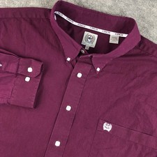 CINCH Mens XXL Burgundy Cotton Western Cowboy Long Sleeve Button Down Shirt