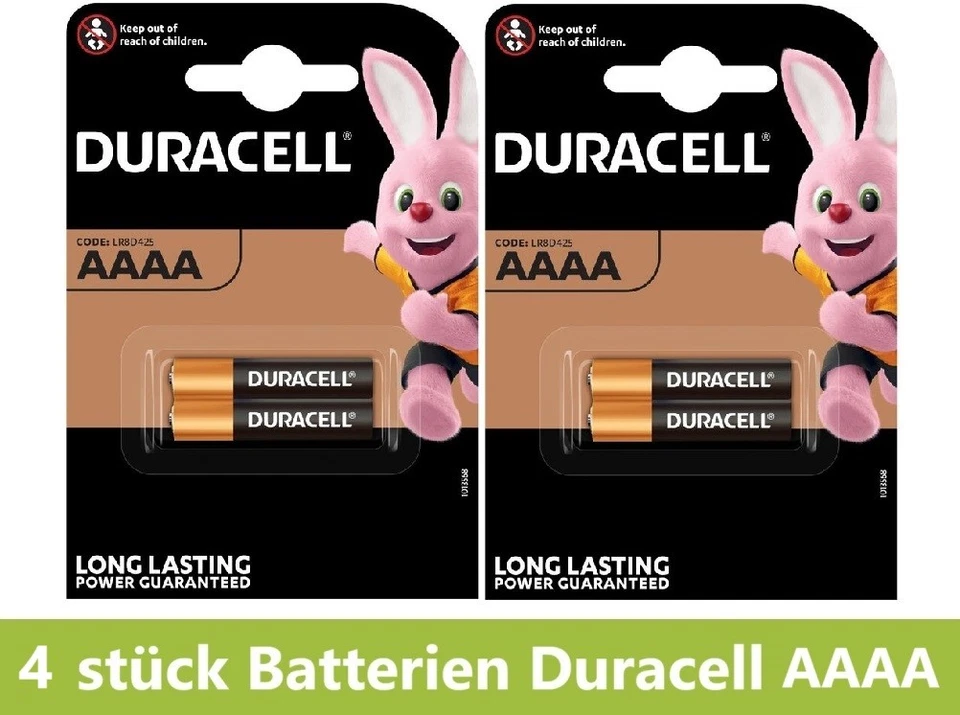 4 x Duracell AAAA Mini LR 61 LR8D425 MN 2500 E96 MX2500 1,5Volt Alkaline - Bild 1 von 1