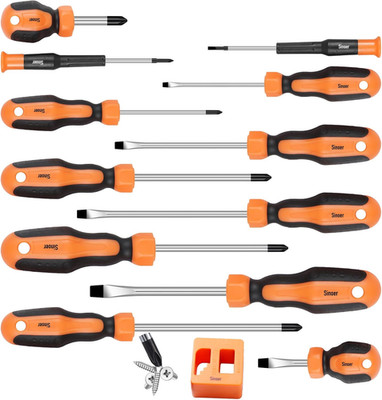 13-Pieces Magnetic Screwdrivers Set, 6 Phillips and 6 Flat Head Tips,Chrome Vana