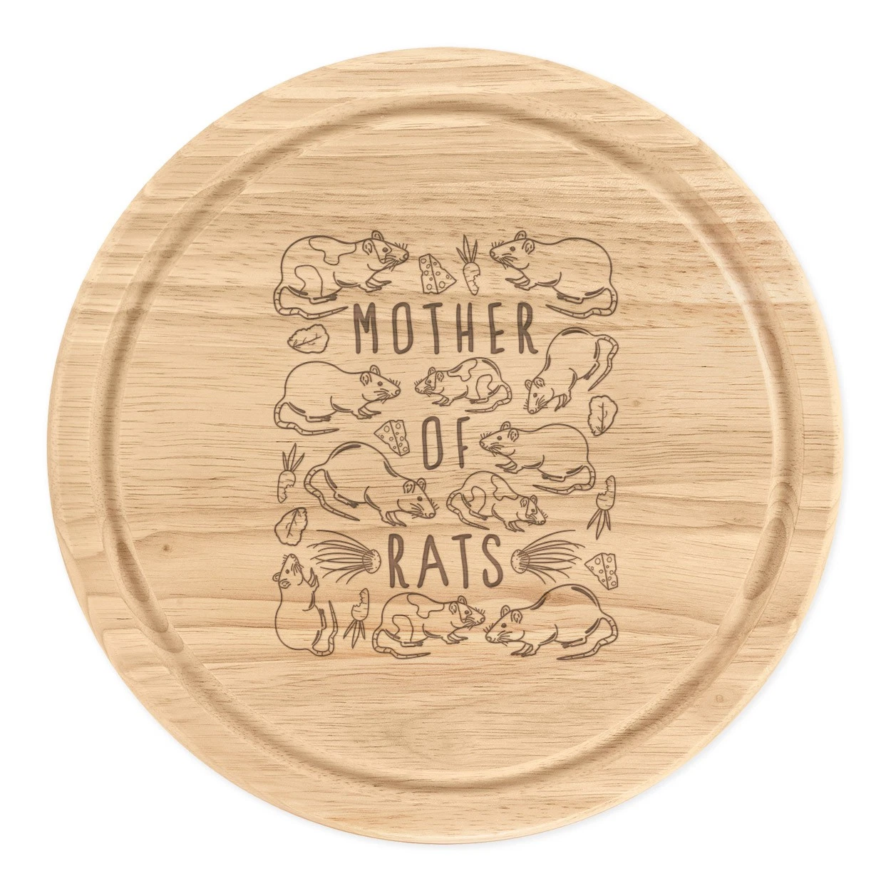 Mother Of Rats Round Chopping Cheese Board Crazy Lady Animal Lover Funny