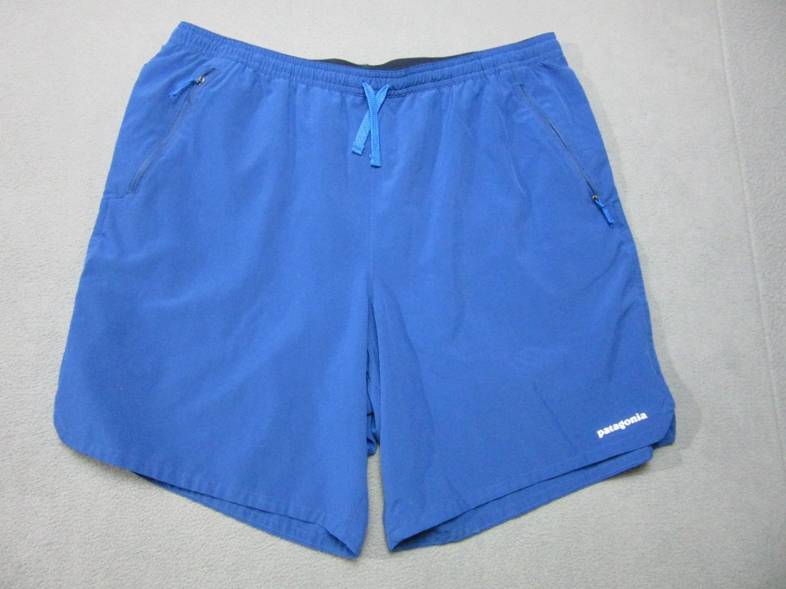 Patagonia Shorts Mens XL Blue Logo Nine Trails Running Athletic Hiking Training