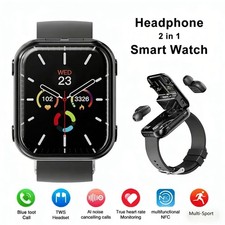 2 in 1 Smart Watch With Earbuds For Men/Women Bluetooth Headset Fitness Tracker