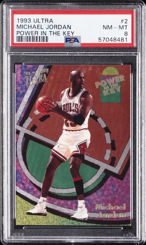 1993 FLEER ULTRA POWER IN THE KEY #2 MICHAEL JORDAN PSA 8