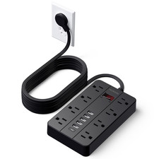 15 Ft Long Extension Cord Power Strip Surge Protector Hunian Flat Plug 8 Widely