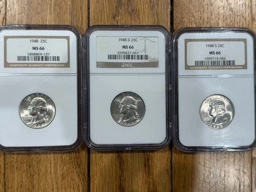 1948 P D S Washington Quarters ALL  NGC MS66