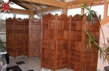 Exklusiver Paravent Raumteiler 180x200 | Handgeschnitzt | Himalaya-Holz |Unikat