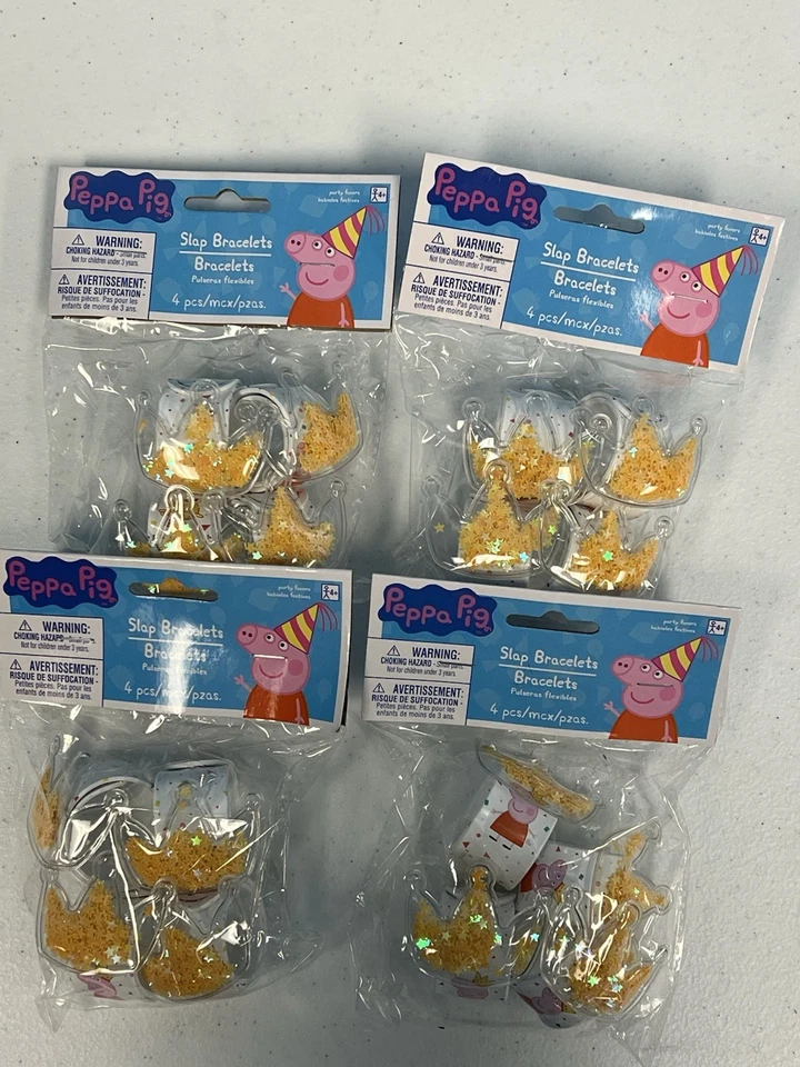 Pulseras de confeti Peppa Pig Nick Jr suministros de fiesta de cumpleaños para niños 4 paquetes Foto 3 de 3
