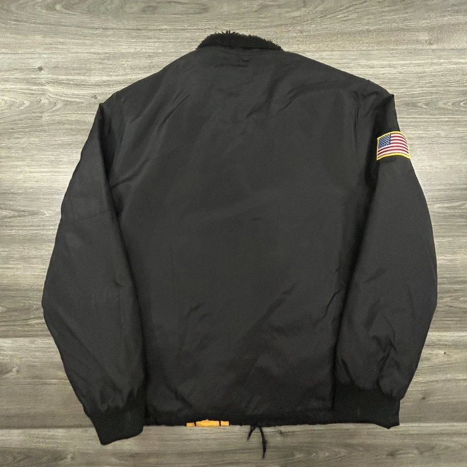 Chaqueta Supreme Pit Crew Para Hombre Grande Carreras Negra Amarilla Nuestra Política Parche Rayas Foto 2 de 4