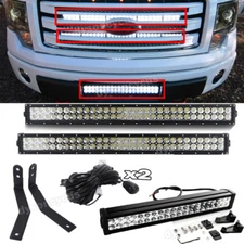 Bumper Upper & Lower Grille LED Light Bar Bracket Kit For Ford F150 Pickup 09-14