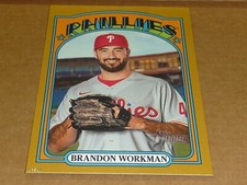 2021 Topps Heritage JUMBO GOLD 5 X 7 07/10 BRANDON WORKMAN PHILLIES #337