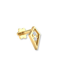 Kite Shaped Natural Diamond Stud 14K Yellow Gold Cartilage, Earlobe Earring