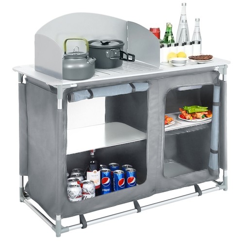 Aluminium Camping Table Kitchen Unit Folding Storage Outdoor Cook