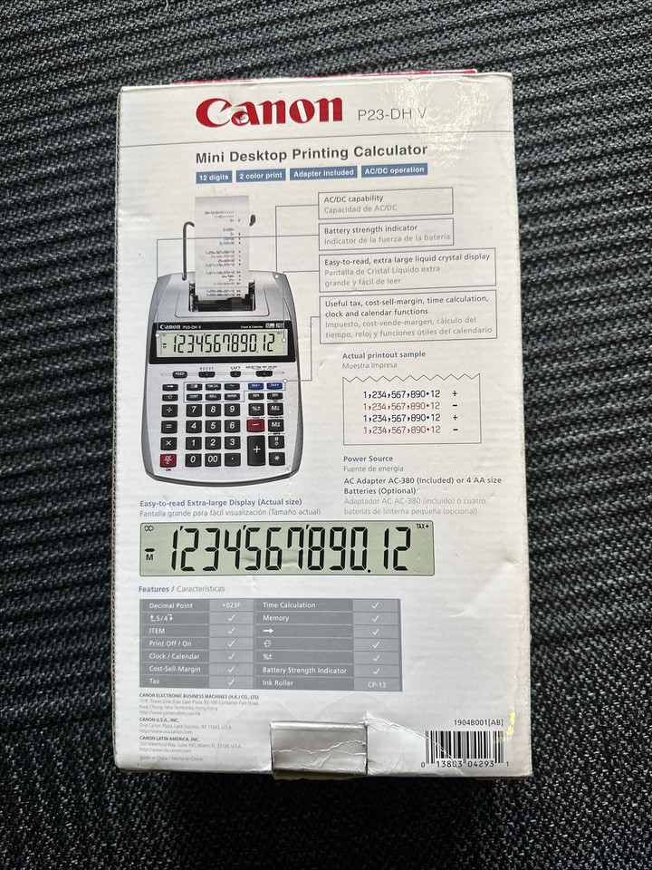 NEW Canon P23DH V Mini Desktop Printing Calculator 12 Digits 2 Color