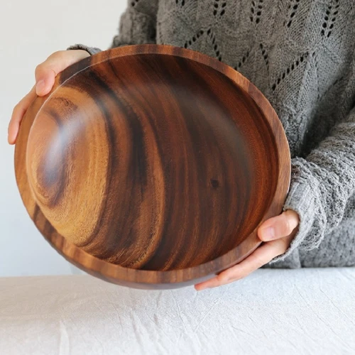 Acacia Wood Bowl Japanese Anti-scalding Wooden Soup Bowl Fruit Salad Bowl Set