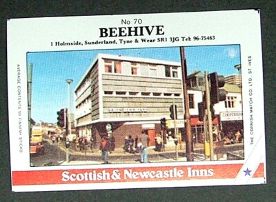 Matchbox label Pub Inn Beehive 1 Holmside Sunderland Tyne & Wear MA70