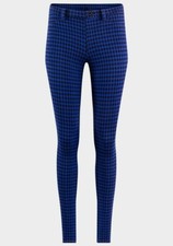 Ladies Blue Gingham Design Jeggings With Pockets S 26" UK 6-8