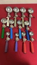 Assorted Sizes Stainless Steel Portion Scoopers, Lot of 12
