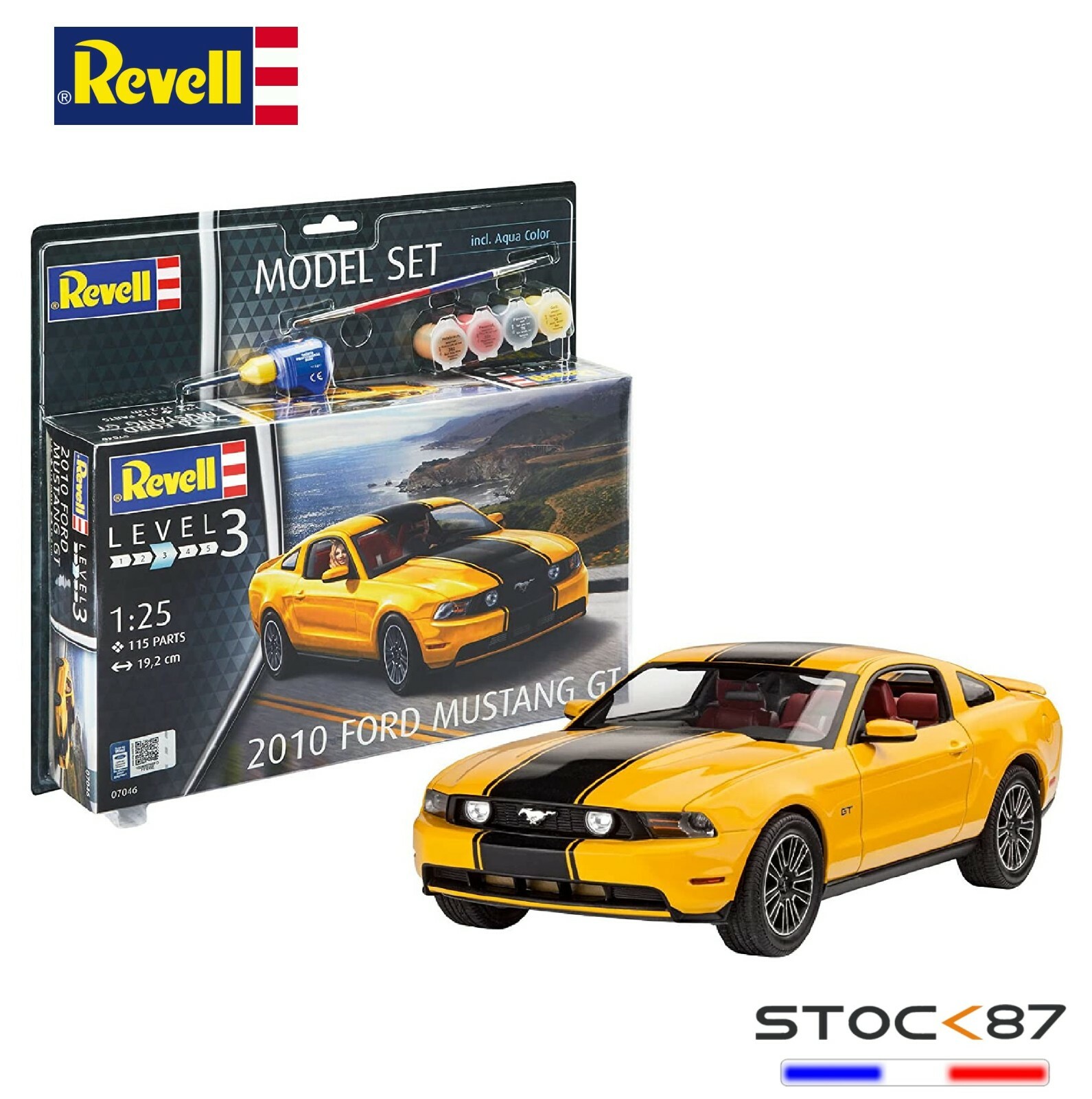Revell R67046 Ford Mustang GT 2010 maquette complète 1/25 avec capot ouvrant et moteur V8