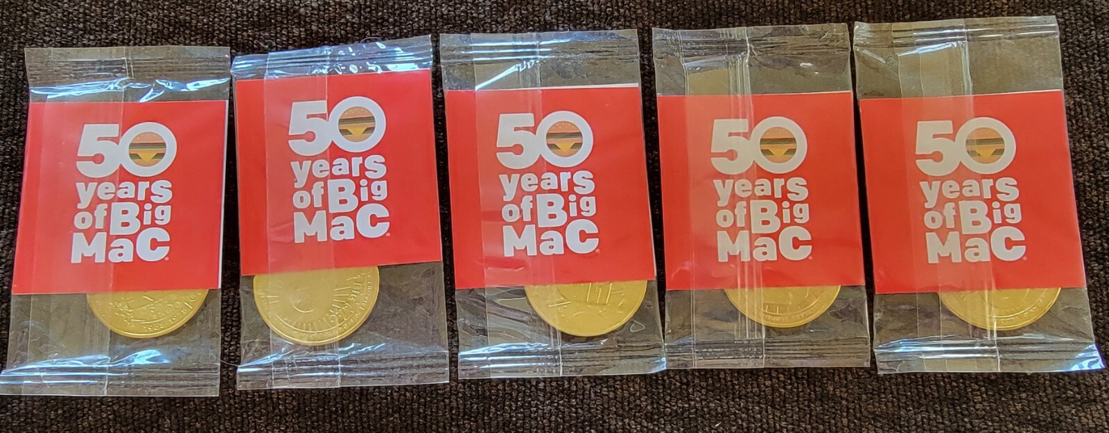 McDonald's Big Mac Coins Full set of 5 50th Anniversary coins eBay
