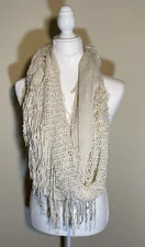 Charming Charlie Ivory Infinity Scarf With Sparkles And Fringe