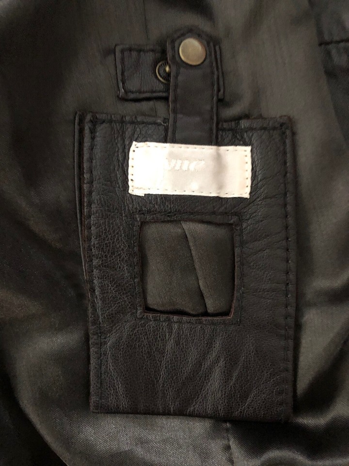 June Women Medium Brown Leather Zip Front Bomber Military Jacket eBay