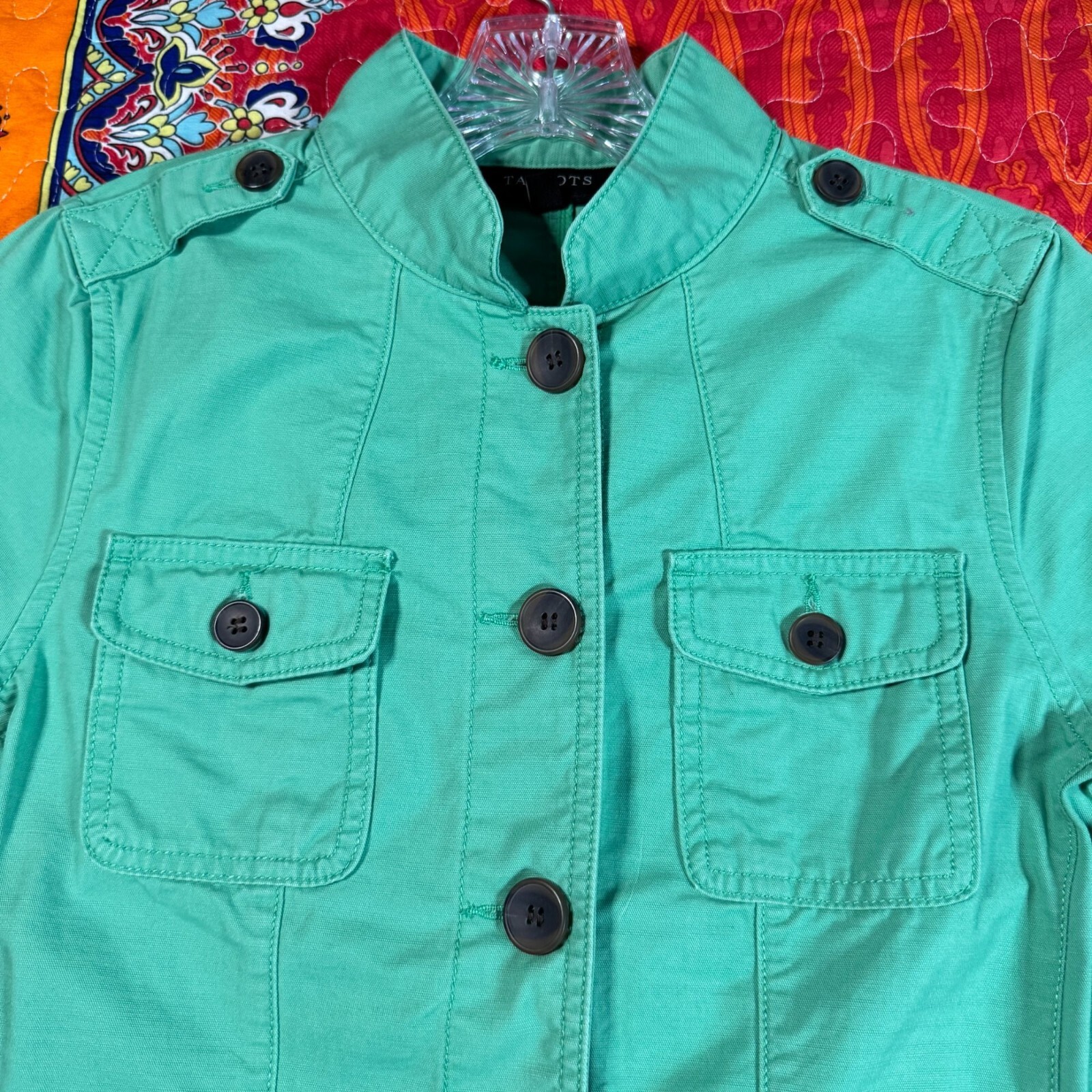 Talbots Green Utility Jacket Button Front Multipl… - image 2