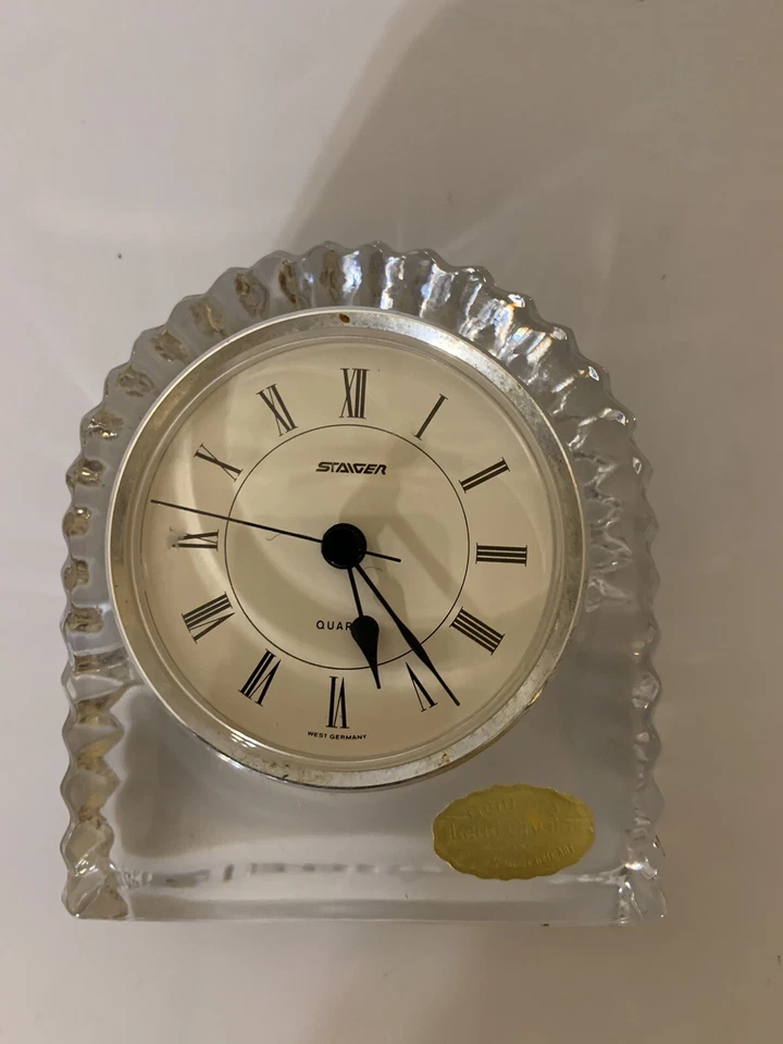 RELOJ STAIGER Alemania Occidental Cuarzo ONEIDA PLOMO CRISTAL Escritorio Estante Abrigo Foto 4 de 4