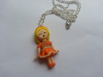 Collana pasta polimerica doll abito arancione