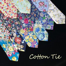 SHLAX WING Cotton Ties for Men Skinny Necktie Printed Floral