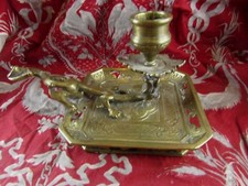 ancien bougeoir a main XIXe chinois  bronze laiton dragon antique chinese lamp 