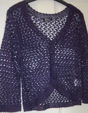 Label By Sky Lovely Sparkly Crochet Knit Shrug Size 2 Uk S / M