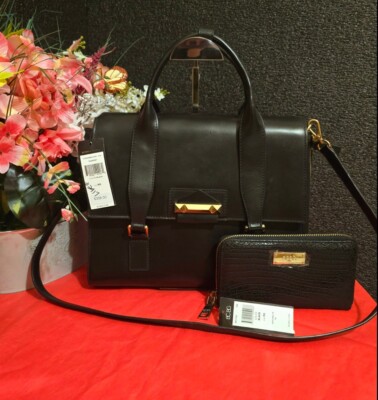 BCBGMAXAZRIA Paris  Leather Harper Satchel Attache Shoulderbag with Wallet BNWT