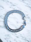 Italy 925 Sterling Silver 10Mm Diamond Cut Double Curb 8 1/2