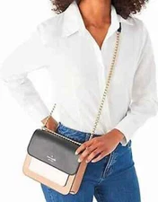 Authentic NWT Kate Spade Remi Color block Flap Chain Crossbody Neutral Multi