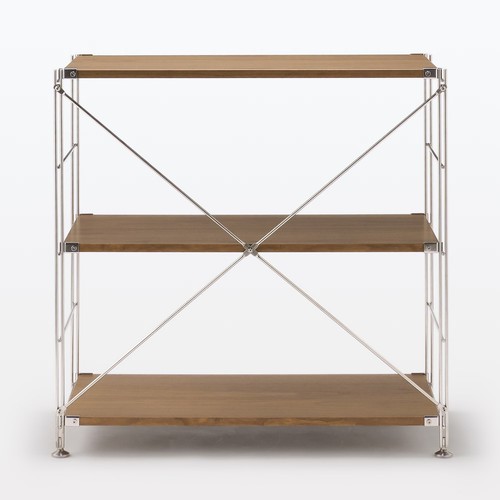 MUJI Stainless Steel Unit Shelf Set Walnut Wide Small 86×41×83cm Adjustable Rack - Picture 5 of 10