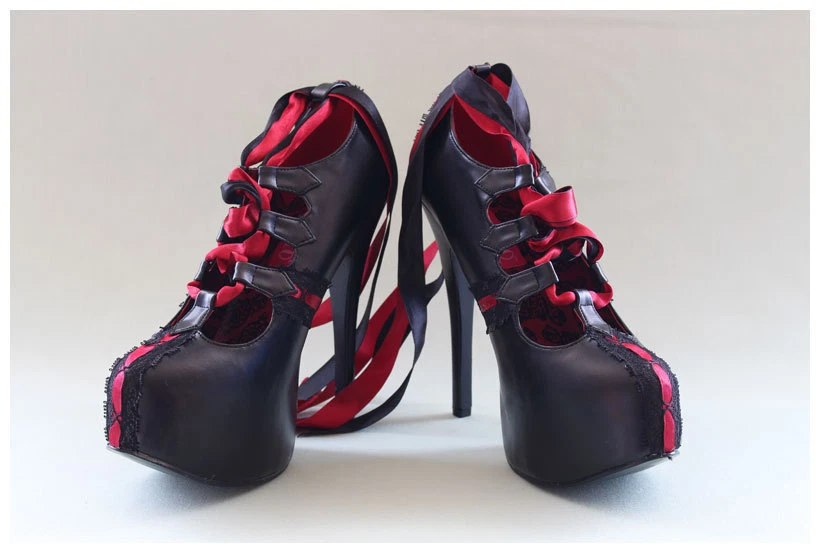 Plateau Pumps Gr. 38 / US8 schwarz/rot 14,5 cm Absatz Bordello Teeze 13 (#2544) - Bild 2 von 4