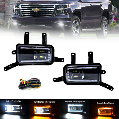 LED Fog Lights Lamps with DRL For 2015-2020 GMC Yukon XL Chevy Tahoe Suburban
