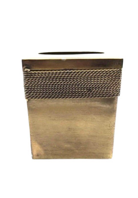 Vintage Metal Tissue Box Holder with Twisted Metal Rope Trim Around Top 3rd