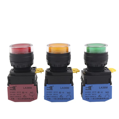 22mm Signal Light Power Switch Latching Momentary Round Pushbutton 12V-380V - Picture 6 of 12